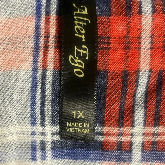 Alter Ego Women’s Plaid Long Sleeve Casual Top, Size 1X - Picture 3 of 7